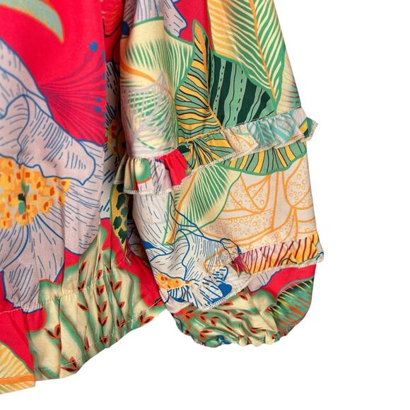 Rachel Zoe Crop Top Womens Size S Tropical Floral Crop Off Shoulder Colorful Fun - Picture 4 of 9